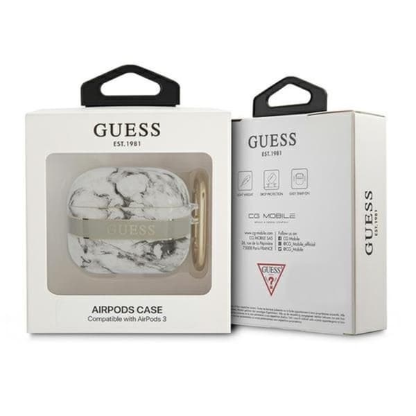 Guess Airpods 3 Skal Marble Strap Collection - Harmaa Grå