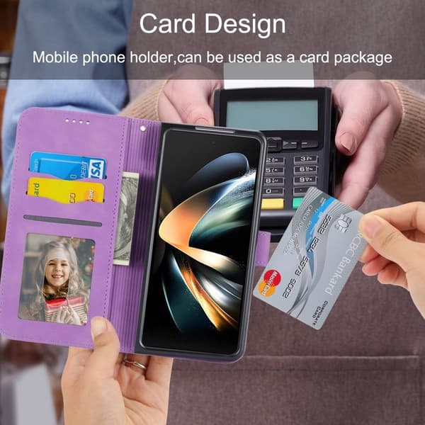 DIERFENG DF-03 Samsung Galaxy Z Fold6 Plånboksfodral Konstläder - Lila