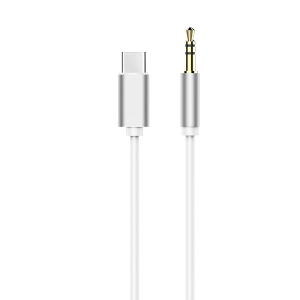 Adapter HF/audio USB-C - Jack 3,5mm Vit Kabel (male)