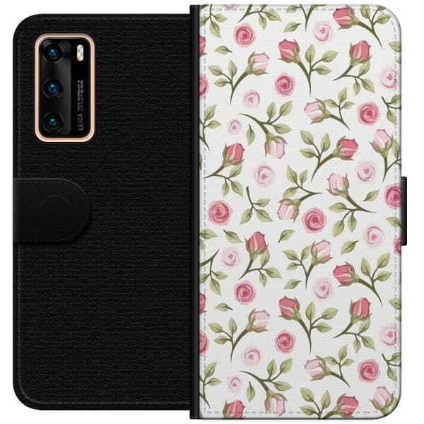 Pung Taske til Huawei P40 med Blomster