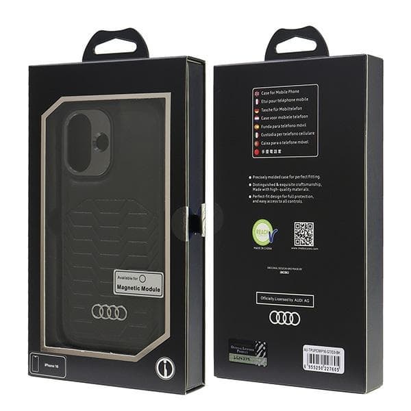 Audi telefontaske til iPhone 16 MagSafe Syntetisk Læder - Sort Black