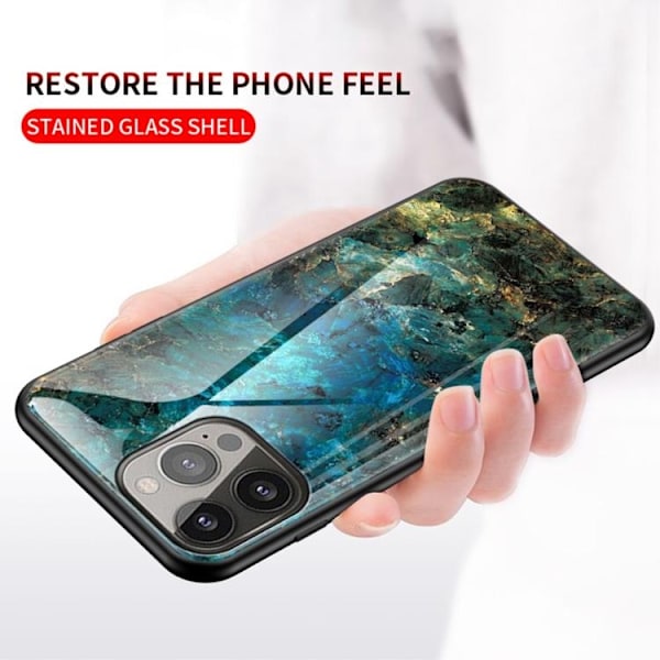 Anti-Scratch Härdat Glas Skärmskydd iPhone 13 Pro Max - Svart Marble Svart