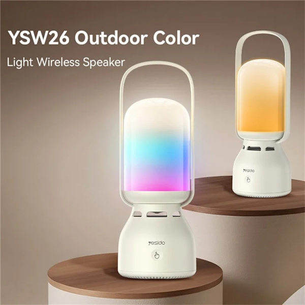 YESIDO Trådlös Högtalare Bluetooth Utomhus - 11 Lighting Modes - Vit Vit