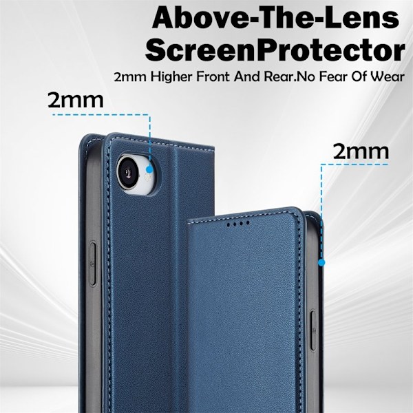 LC.IMEEKE L1 Series iPhone 16e Plånboksfodral Konstläder - Blå