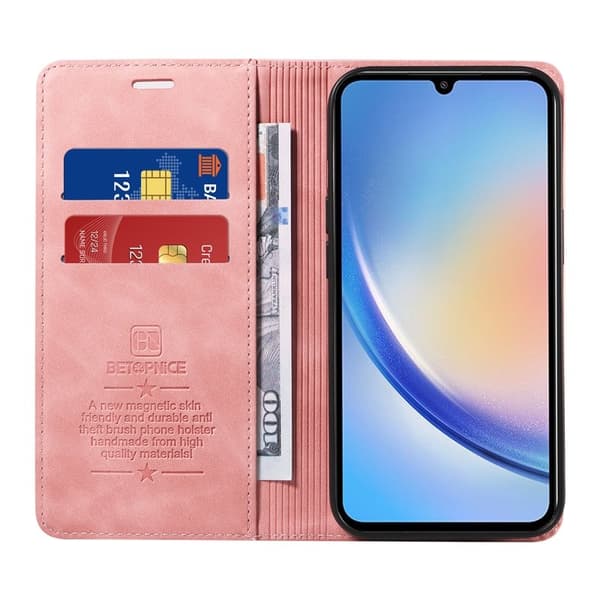 BETOPNICE 003 för Samsung Galaxy A34 5G Plånboksfodral Konstläder - Rosa