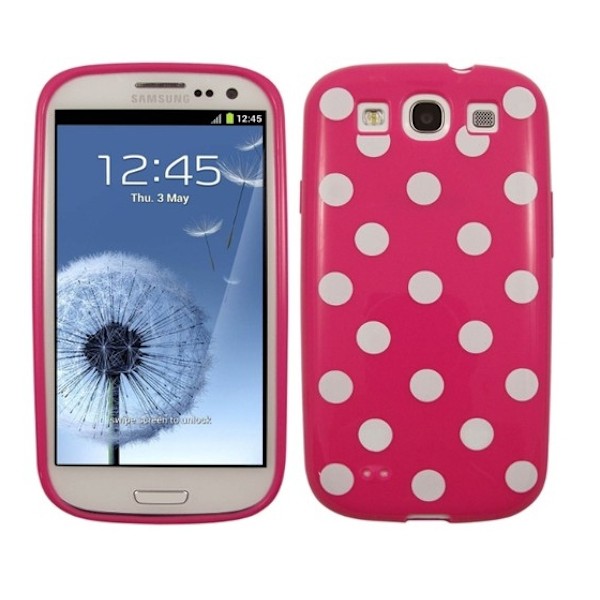 Polka dot FlexiCase Skal till Samsung Galaxy S3 i9300 (Magenta)