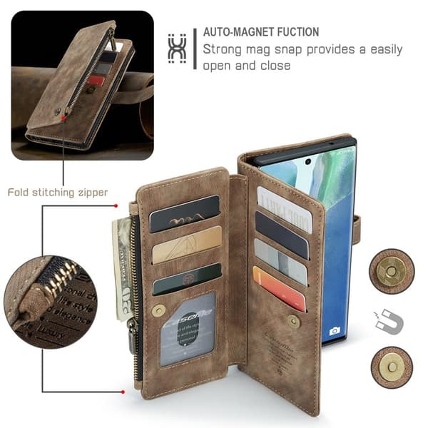 CASEME Konstläder Plånboksfodral för Samsung Galaxy Note20 Ultra - Brun