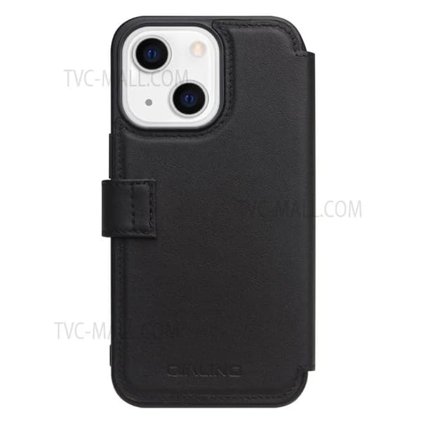 QIALINO iPhone 13 Plånboksfodral Äkta Läder Cowhide - Svart