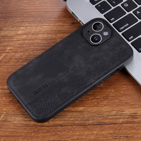 AZNS Mobilskal till iPhone 15 Plus Anti-Scratch PU Läder - Svart
