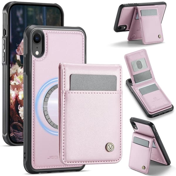 JEEHOOD J06 Mobilskal till iPhone XR Läder MagSafe RFID Skydd - Rosa