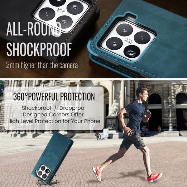 CASEME 013 Plånboksfodral för Xiaomi 15 Pro KonstLäder - Blå