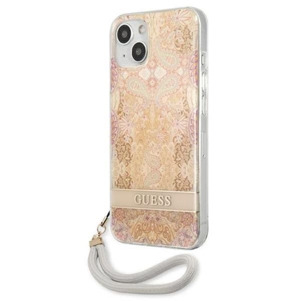 Guess iPhone 13 Mini Skal Flower Strap - Guld Guld