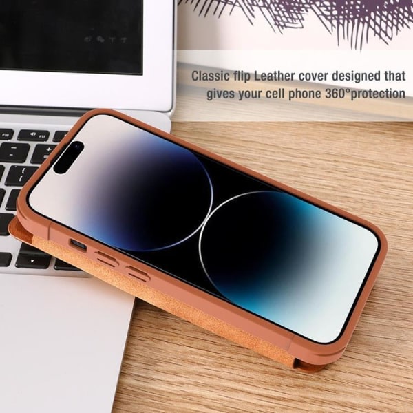 Nillkin iPhone 14 Pro Plånboksfodral Qin Pro Läder - Brun