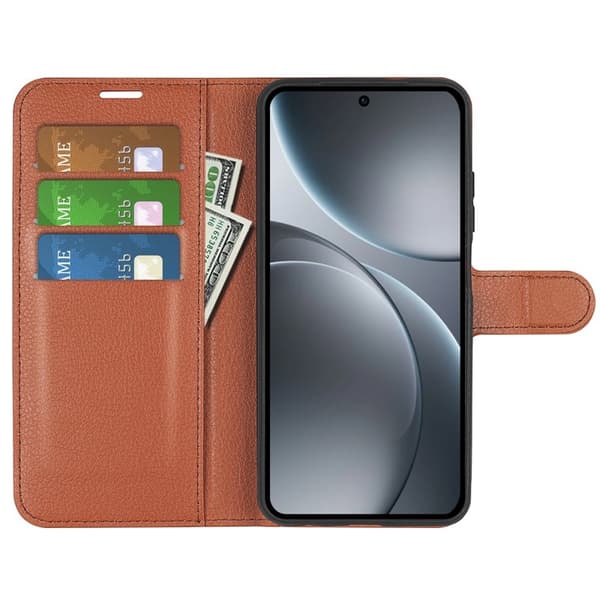 AMORUS Oppo Find X9 Pro 5G Plånboksfodral Konstläder - Brun