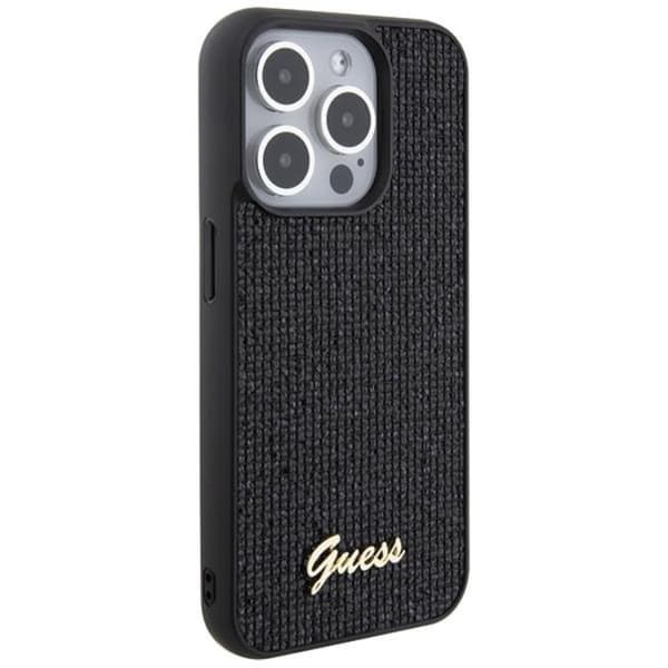 Guess iPhone 15 Pro -puhelinkuori Disco Metal Script - Musta Black