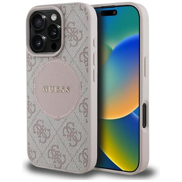 Guess Mobilskal till iPhone 16 Pro MagSafe 4G Circle - Rosa