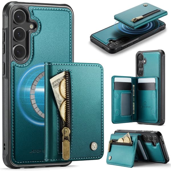 JEEHOOD Plånboksfodral för Samsung Galaxy S26 Plus Magnetiskt Konstläder - Blå