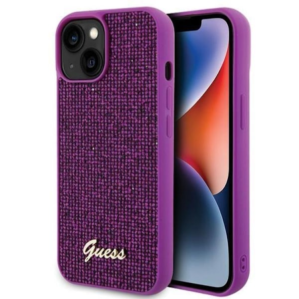Guess Mobilskal till iPhone 15 Disco Metal Script - Rosa