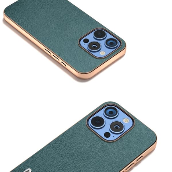 ABEEL Mobilskal till iPhone 16 Pro Max Electroplaterad Äkta Läder - Grön
