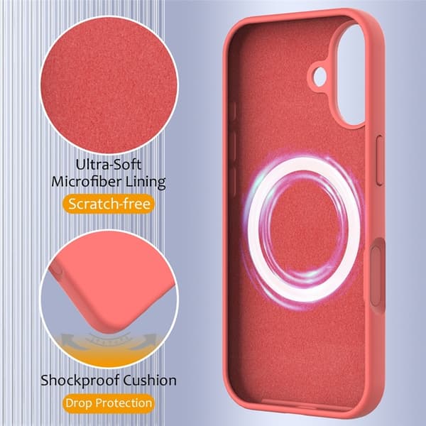 Mobilskal till iPhone 17 MagSafe Silikon Anti-Drop - Knallrosa Rosa