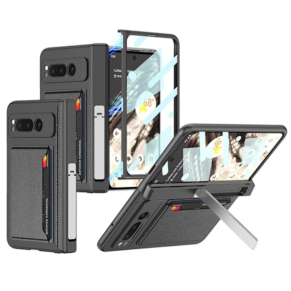 Google Pixel Fold Mobilskal Korthållare Kickstand - Svart Svart