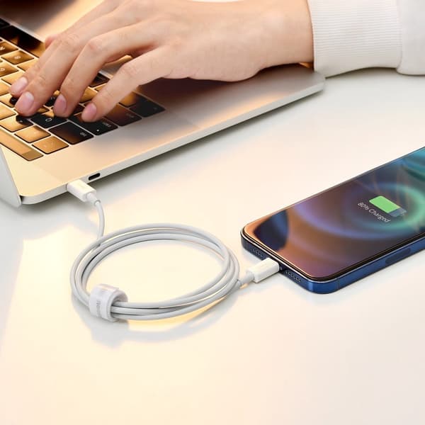 Baseus Superior USB-A till Lightning kabel 2m - Vit Vit