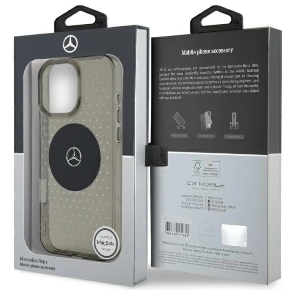 Mercedes-puhelinkotelo iPhone 16 Prolle MB Star Pattern - Musta Black