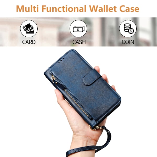 iPhone Air Plånboksfodral Zipper Pocket Läder - Blå Blå