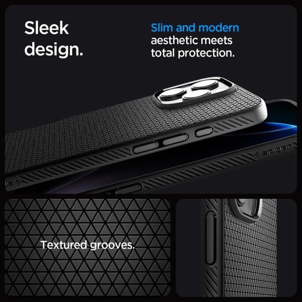 Spigen telefontaske til iPhone 16 Pro Max Magsafe Liquid Air „T“ - Mat sort Svart