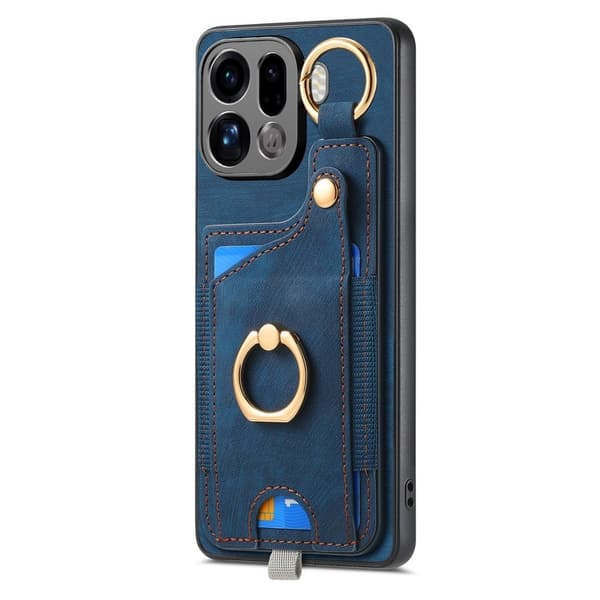 Oppo Find X9 Pro 5G Ring Fodral KonstLäder - Blå