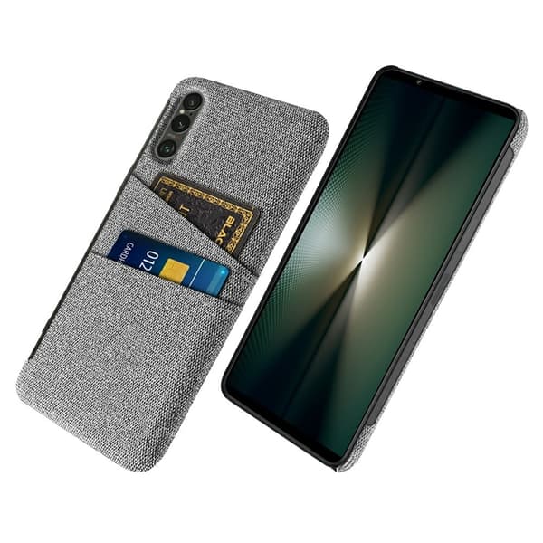 Mobilskal till Sony Xperia 1 VII med Dual Kortfack Tyg + PC - Ljusgrå Grå