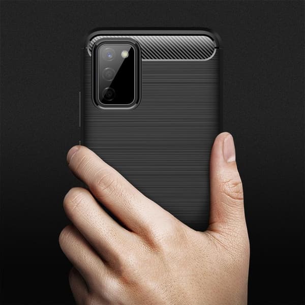 TPU Carbon Cover Galaxy A02S - Sort Black