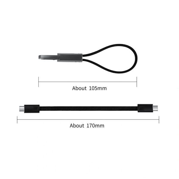 Tech-Protect USB-C till USB-C Kabel Nyckelring 60W - Iron Grå Grå