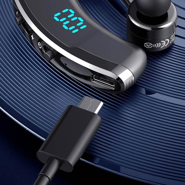 Single In-Ear Hörlur Bluetooth Med Display V9S Svart