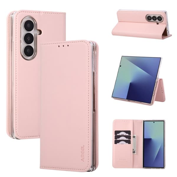 ABEEL Samsung Galaxy Z Fold7 5G Plånboksfodral RFID-Skydd Konstläder Rosa