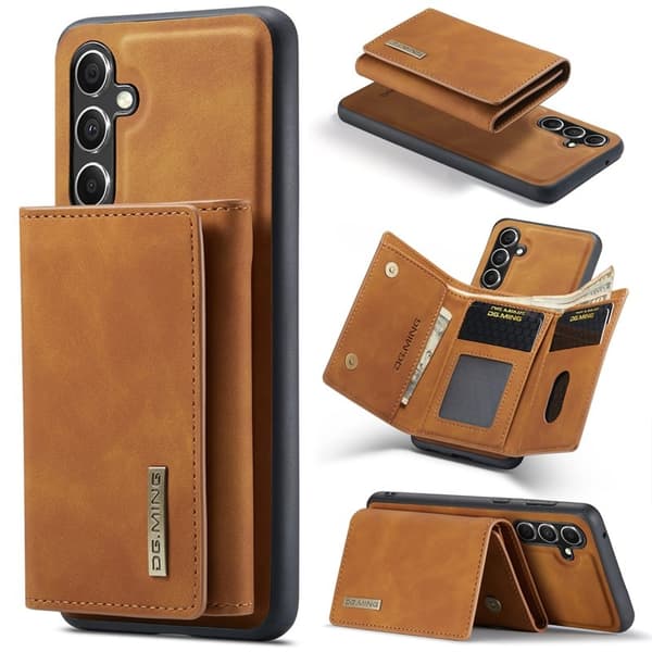 DG.MING Samsung Galaxy S23 FE Konstläder Plånboksfodral Brun