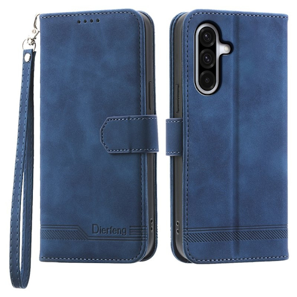 DIERFENG DF-03 Samsung Galaxy A56 5G Plånboksfodral Konstläder - Blå