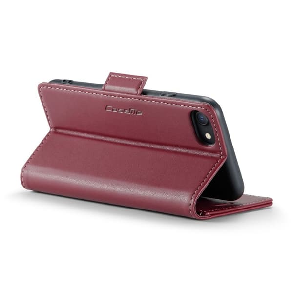 CASEME Litchi Texture Plånboksfodral Konstläder i Röd för iPhone 6/7/8/SE