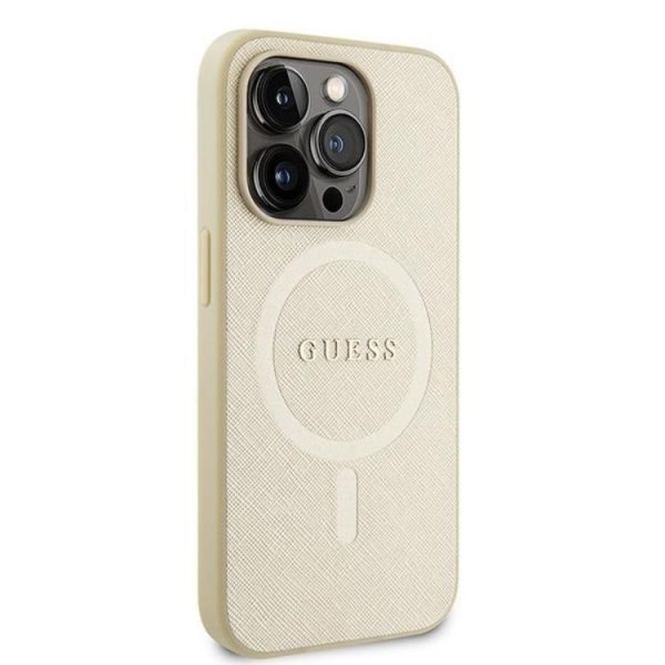 Guess iPhone 15 Pro Max Mobilskal Magsafe Saffiano - Guld