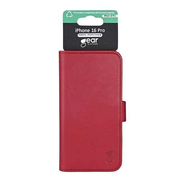 GEAR iPhone 16 Pro Plånboksfodral MagSafe - Mörkröd Röd