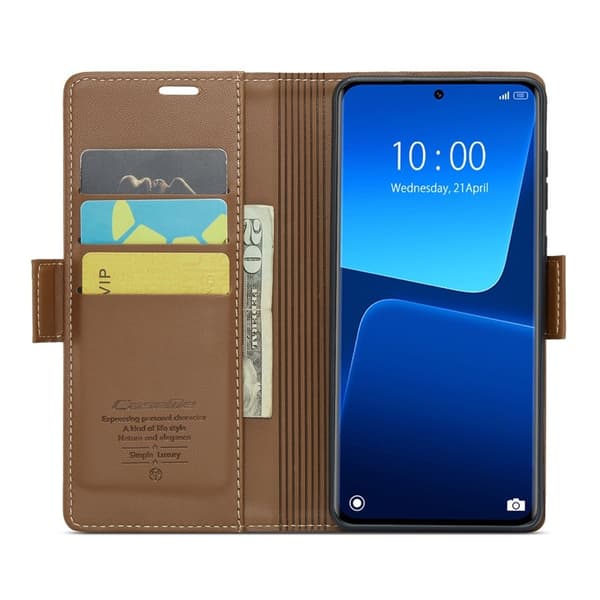 CASEME Xiaomi 13 Pro 5G Plånboksfodral Konstläder RFID-Skydd Brun