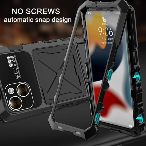 R-JUST Mobilskal till iPhone 15 Plus Shockproof Silikon + Metall Svart