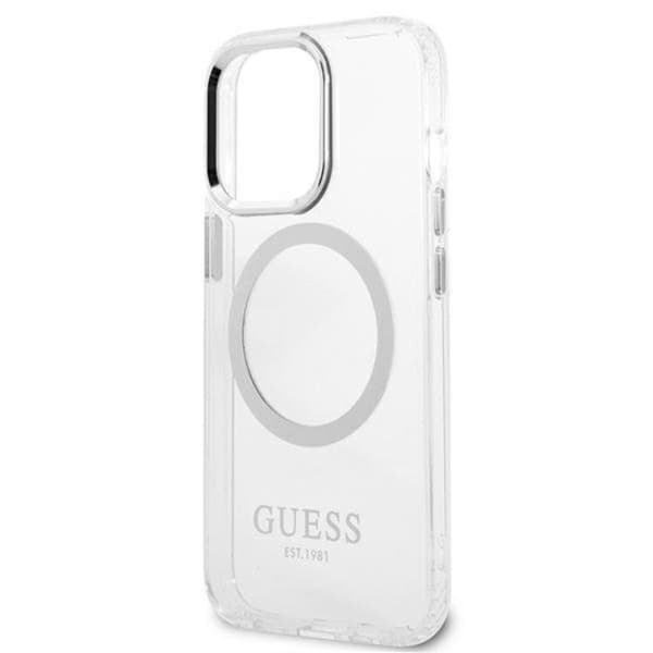 Guess iPhone 13 Pro Skal Magsafe Metal Outline - Silver Silver