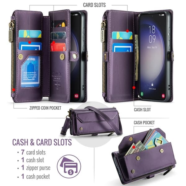 CASEME Plånboksfodral Konstläder för Samsung Galaxy S23 - Lila