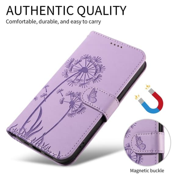 Samsung Galaxy S26+ Plånboksfodral Konstläder Med Rem Dandelion - Lila