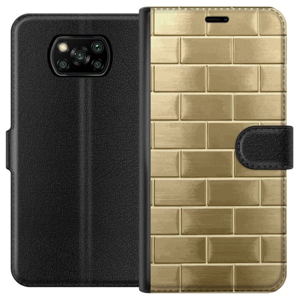 Plånboksfodral till Xiaomi Poco X3 NFC med Gyllene Murstenar