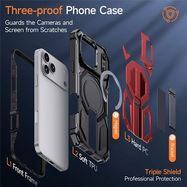 Mobilskal till iPhone 17 Pro Max Magsafe Shockproof Röd