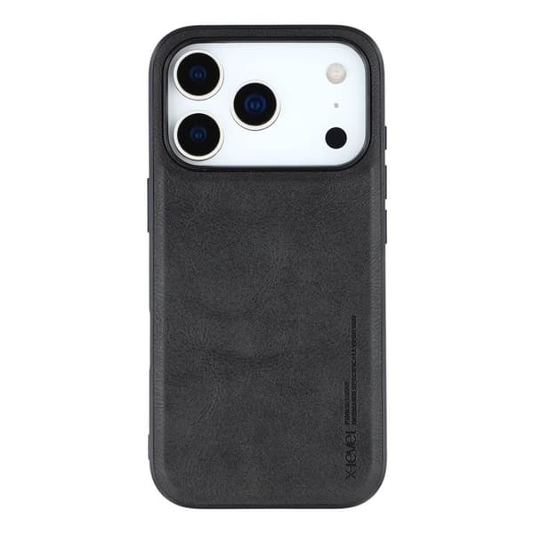 X-LEVEL Bojue-3 Mobilskal till iPhone 17 Pro Max Läderbelagd Svart