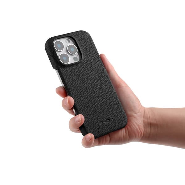 MELKCO Mobilskal till iPhone 16 Pro Max Äkta Läder PC Svart