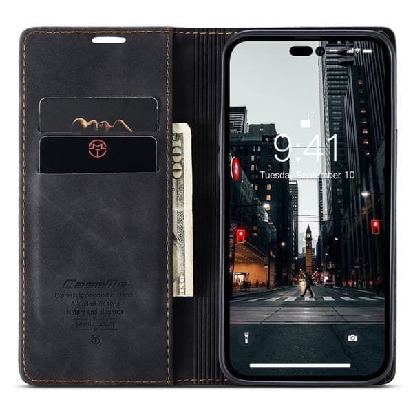CASEME 013 Flip Plånboksfodral iPhone 14 Pro Max 6.7 tum - Svart